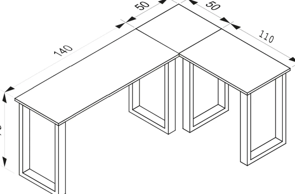 Holz Schreibtisch | Eckschreibtisch schlicht | 190x160 | L Form links oder rechts | Arbeitstisch Platte 50 cm tief | Computertisch Büromöbel - Lona U ^ VCM Hot