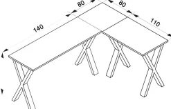 VCM Holz Schreibtisch | Eckschreibtisch schlicht | 220x190 | L Form links oder rechts | Arbeitstisch Platte 80 cm tief | Computertisch Büromöbel - Lona X Silber / Weiß Online