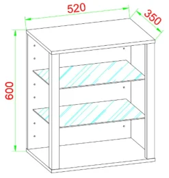 Vitrine hängend | Vitrine ohne Glasfronten | Maße ca. H. 60 x B. 52 x T. 35 cm | Hängevitrine | Modern und platzsparend | Vitrinenschrank - Glasol S ^ VCM Hot