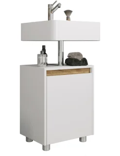 Waschbeckenunterschrank, Holz Badschrank mit 1 Drehtür, H. 55 x B. 42 x T. 33 cm, Badunterschrank für das Gäste-WC, Cosila ^ VCM Best