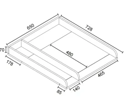 VCM Wickelaufsatz | Maße ca. H. 7 x B. 65 x T. 73 cm | Wickelaufsatz für Schränke  - Malira M Weiß Sale