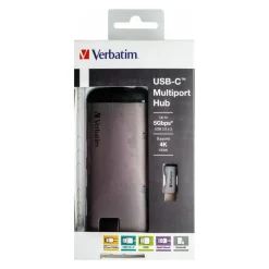 USB-C Multiport Hub 3x USB 3.1, HDMI, SD, RJ45 Adapter Schwarz ^ Verbatim New