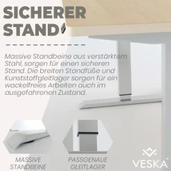 Veska Höhenverstellbarer Schreibtisch (140 x 70 cm) - Sitz- & Stehpult - Bürotisch Elektrisch Höhenverstellbar mit Touchscreen & Stahlfüßen - Anthrazit/Antik Hot