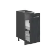 Apothekerunterschrank R-Line Schwarz Beton Anthrazit 30 cm mit Arbeitsplatte Eiche ^ Vicco Outlet