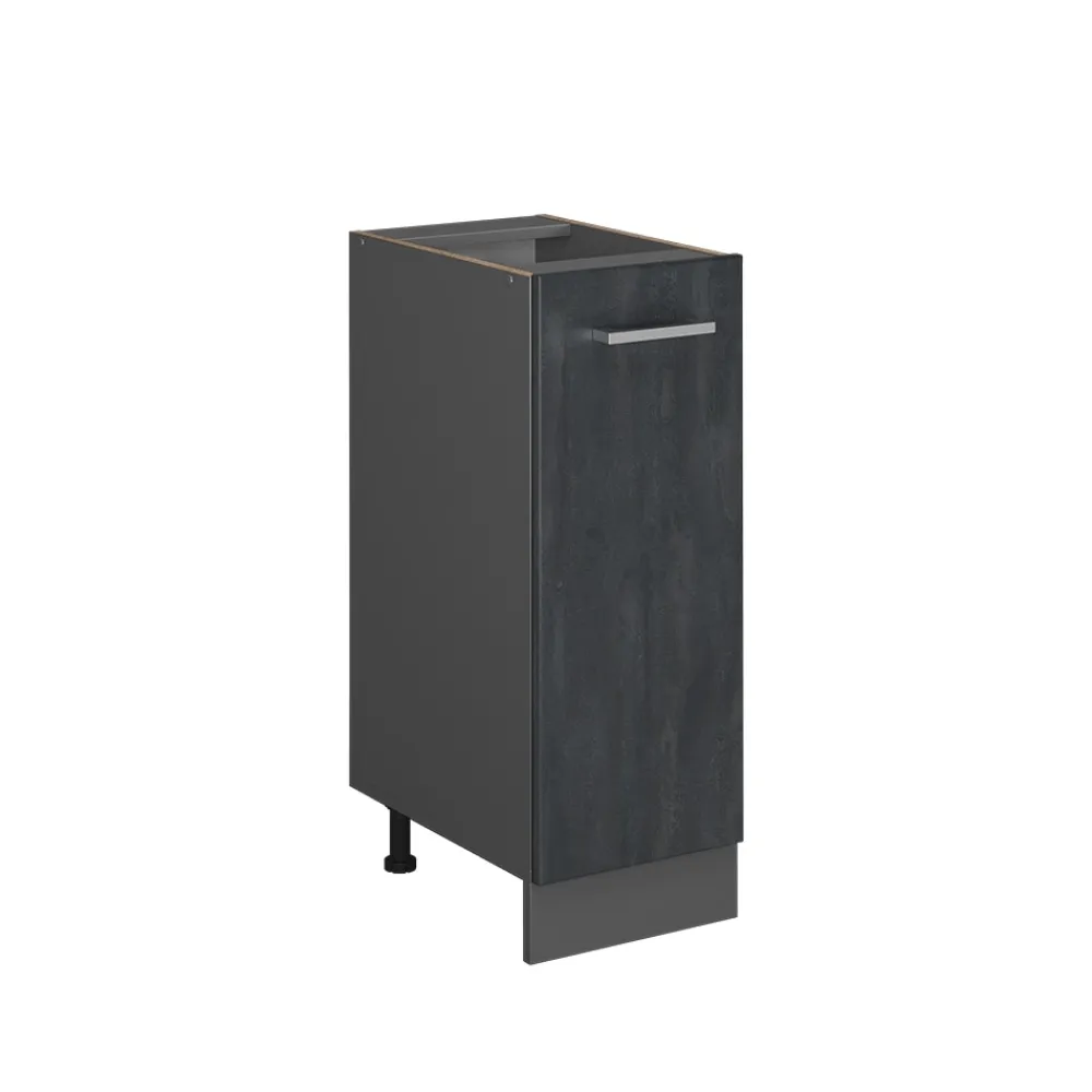 Apothekerunterschrank R-Line Schwarz Beton Anthrazit 30 cm mit Arbeitsplatte Eiche ^ Vicco Outlet