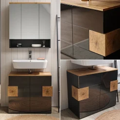 Badmöbel Set Badezimmermöbel Eden Spiegelschrank + Waschtischunterschrank ^ Vicco Outlet