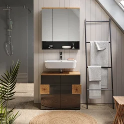 Badmöbel Set Badezimmermöbel Eden Spiegelschrank + Waschtischunterschrank ^ Vicco Outlet