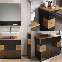 Vicco Badmöbel Set Badezimmermöbel Eden Spiegelschrank Unterschrank Midischrank Clearance