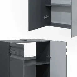 Vicco Badmöbelset FREDDY Spiegelschrank Unterschrank anthrazit hochglanz Clearance