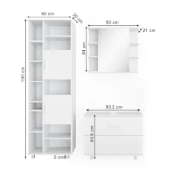 Badmöbel Set ILIAS Weiß Spiegel Kommode Unterschrank Badschrank ^ Vicco Outlet