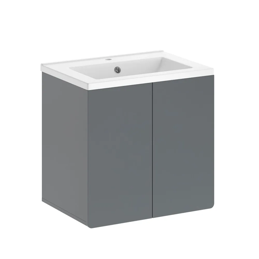 Vicco Badmöbel-Set Izan Grau modern Waschtischunterschrank Waschbecken