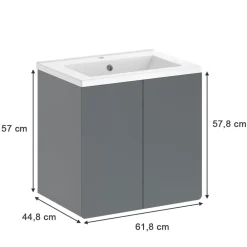 Vicco Badmöbel-Set Izan Grau modern Waschtischunterschrank Waschbecken