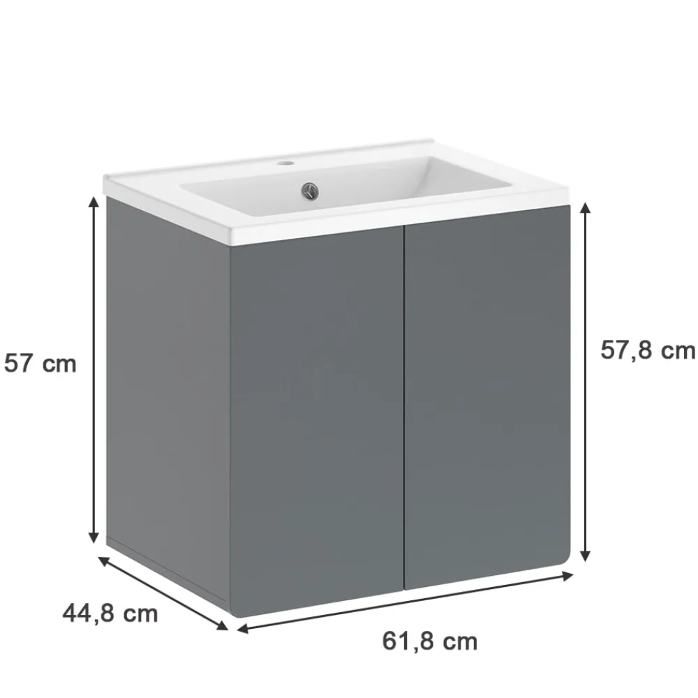 Vicco Badmöbel-Set Izan Grau modern Waschtischunterschrank Waschbecken