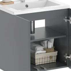 Vicco Badmöbel-Set Izan Grau modern Waschtischunterschrank Waschbecken