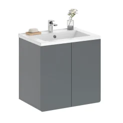 Vicco Badmöbel-Set Izan Grau modern Waschtischunterschrank Waschbecken