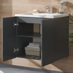 Vicco Badmöbel-Set Izan Grau modern Waschtischunterschrank Waschbecken