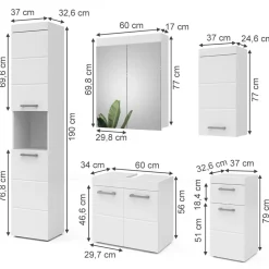 Vicco Badmöbelset Luna Weiß Skandi Badezimmerschrank Badschrank Waschtischunterschrank Spiegelschrank Midischrank Hochschrank Hängeschrank Schranktür Schrankfach Schrankschublade Ablage Aufbewahrung Online