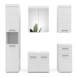 Vicco Badmöbelset Luna Weiß Skandi Badezimmerschrank Badschrank Waschtischunterschrank Spiegelschrank Midischrank Hochschrank Hängeschrank Schranktür Schrankfach Schrankschublade Ablage Aufbewahrung Online