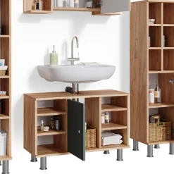 Vicco Badmöbelset Waschtischunter 80 cm Spiegelschrank Midischrank Tür Fynn Outlet