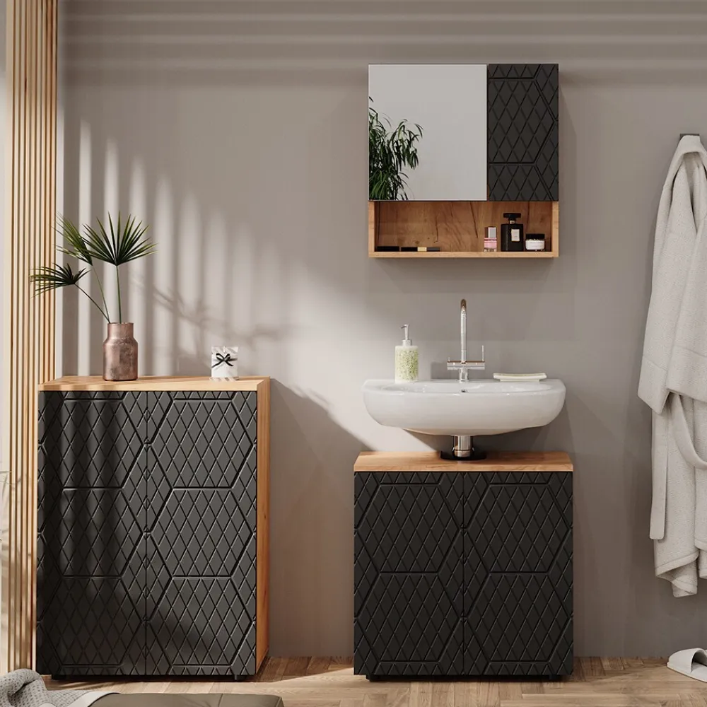 Vicco Badschrank Irma Eiche Anthrazit 60 x 81 cm Badezimmer Online