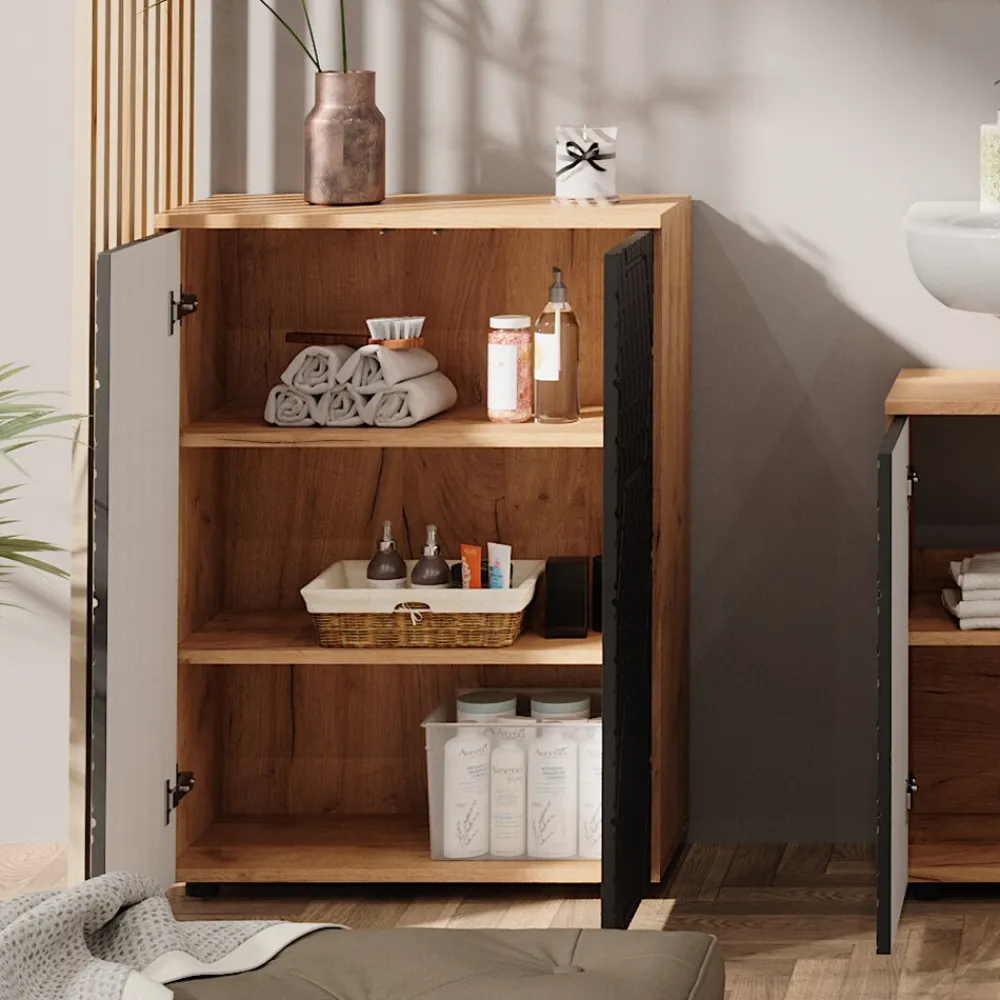 Vicco Badschrank Irma Eiche Anthrazit 60 x 81 cm Badezimmer Online
