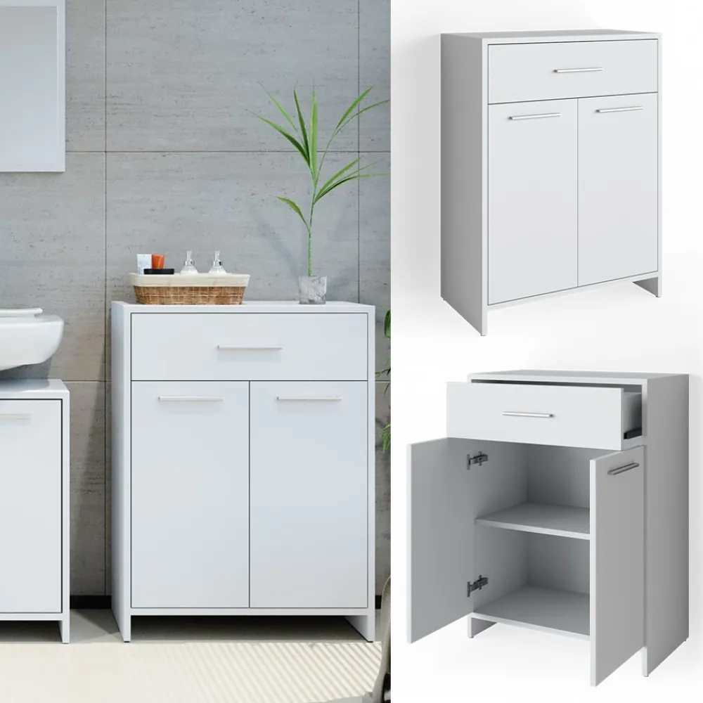 Vicco Badschrank KIKO 80 x 60 cm Weiß - Midischrank Bad Schrank Regal Badregal Outlet