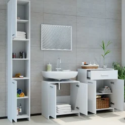 Vicco Badschrank KIKO 80 x 60 cm Weiß - Midischrank Bad Schrank Regal Badregal Outlet
