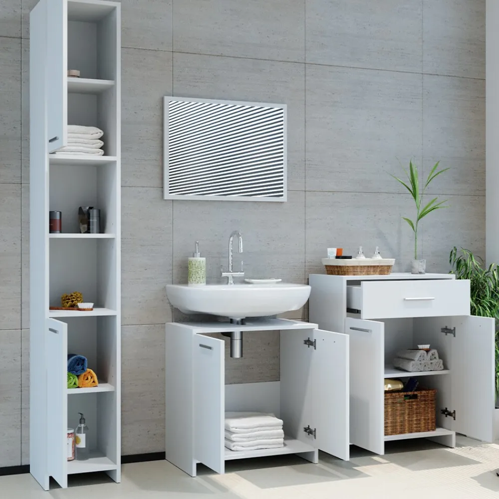 Vicco Badschrank KIKO 80 x 60 cm Weiß - Midischrank Bad Schrank Regal Badregal Outlet