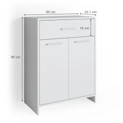 Vicco Badschrank KIKO 80 x 60 cm Weiß - Midischrank Bad Schrank Regal Badregal Outlet