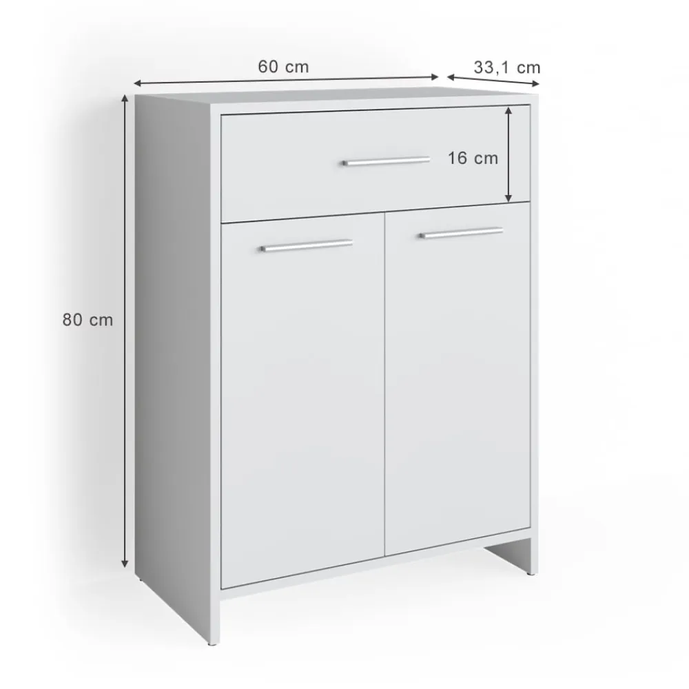Vicco Badschrank KIKO 80 x 60 cm Weiß - Midischrank Bad Schrank Regal Badregal Outlet