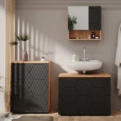 Vicco Badspiegelschrank Irma Eiche Anthrazit 54 x 55 cm Badezimmer