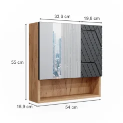 Vicco Badspiegelschrank Irma Eiche Anthrazit 54 x 55 cm Badezimmer