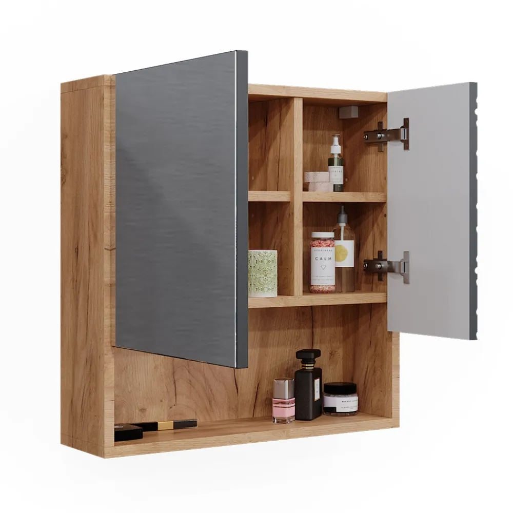 Vicco Badspiegelschrank Irma Eiche Anthrazit 54 x 55 cm Badezimmer