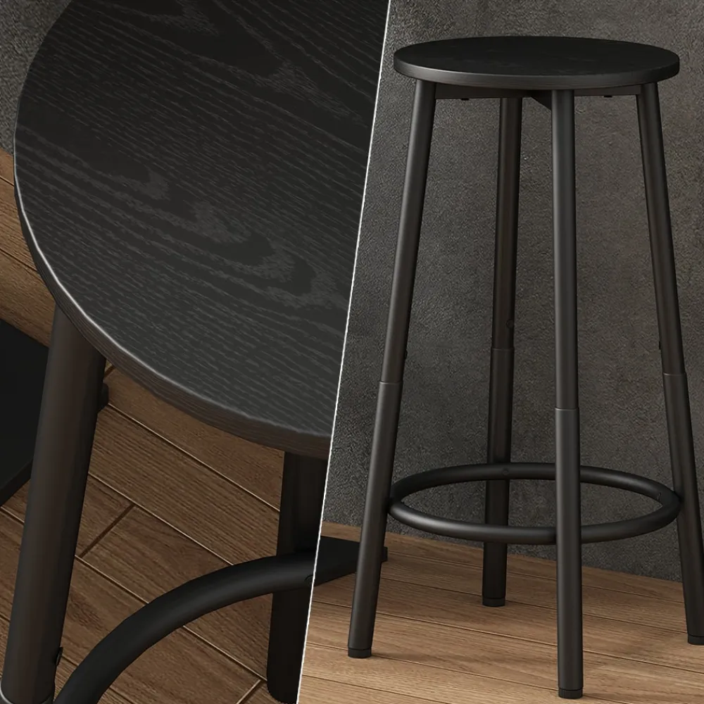 Barhocker Edmonton Schwarz 31,5 x 64 cm 2er Set ^ Vicco Discount