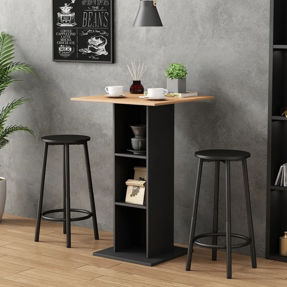 Barhocker Edmonton Schwarz 31,5 x 64 cm 2er Set ^ Vicco Discount