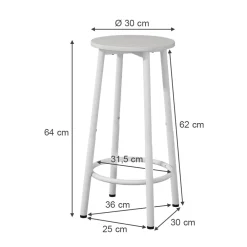 Vicco Barhocker Edmonton Weiß 31,5 x 64 cm 2er Set