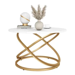 Couchtisch Calgary Weiß Gold 80 x 46 cm Wohnzimmertisch ^ Vicco