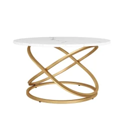 Couchtisch Calgary Weiß Gold 80 x 46 cm Wohnzimmertisch ^ Vicco