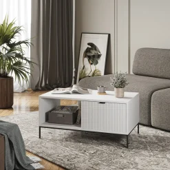 Vicco Couchtisch Eliza Weiß 90 x 45 cm mit einer Schublade Sale
