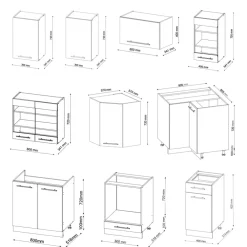 Eckküche Küchenzeile Einbauküche Fame-Line Landhaus Weiß Grün Gold 190 cm Schubunterschrank Spülenunterschrank Eckunterschrank Herdumbauschrank Hängeglasschrank Hängeschrank ^ Vicco Discount