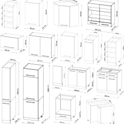 Eckküche Küchenzeile Einbauküche Fame-Line Anthrazit Eiche 257x347 cm modern Spülenunterschrank Unterschrank Herdumbauschrank Hängeschrank Kühlumbauschrank Apothekerhochschrank Blende ^ Vicco