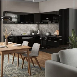 Eckküche R-Line Solid Anthrazit Schwarz 287x227 cm modern Küchenschränke Küchenmöbel ^ Vicco Discount