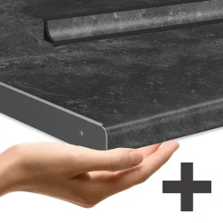 Eckküche R-Line 287x227 cm Schwarz Beton Eiche mit Arbeitsplatte Anthrazit ^ Vicco Discount