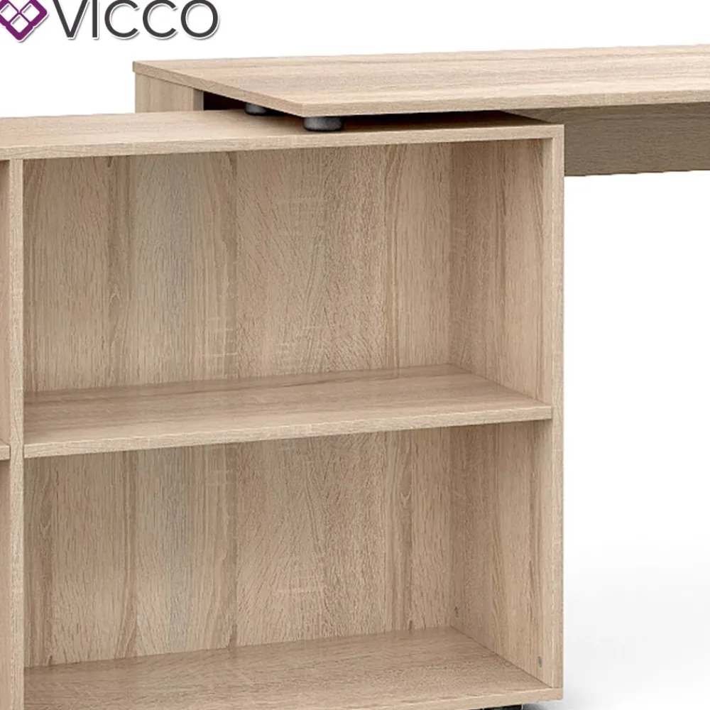 Eckschreibtisch FlexPlus Computer Bürotisch PC Schreibtisch Eiche Sonoma ^ Vicco Best
