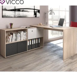 Eckschreibtisch FlexPlus Computer Bürotisch PC Schreibtisch Eiche Sonoma ^ Vicco Best