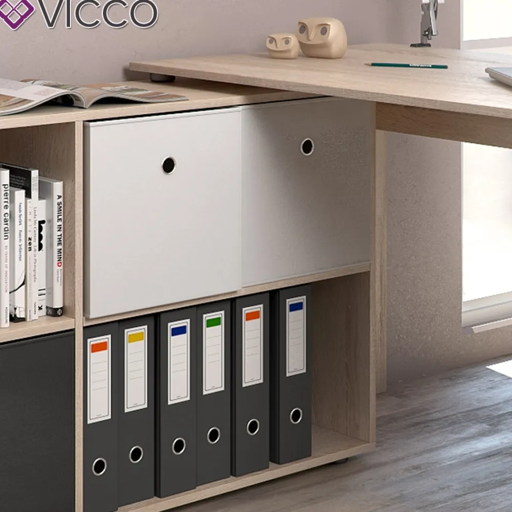 Eckschreibtisch FlexPlus Computer Bürotisch PC Schreibtisch Eiche Sonoma ^ Vicco Best