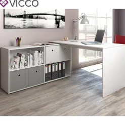 Eckschreibtisch FlexPlus Computer Bürotisch PC Schreibtisch  Weiß ^ Vicco