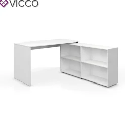 Eckschreibtisch FlexPlus Computer Bürotisch PC Schreibtisch  Weiß ^ Vicco