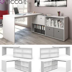 Eckschreibtisch FlexPlus Computer Bürotisch PC Schreibtisch  Weiß ^ Vicco