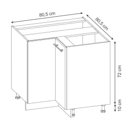 Eckunterschrank Fame-Line Anthrazit Schwarz gestreift 87 cm mit Arbeitsplatte Anthrazit ^ Vicco New